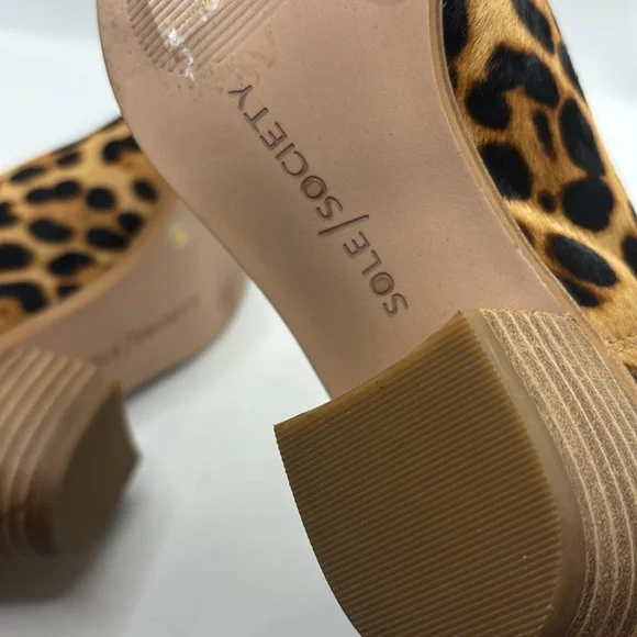 Sole Society leopard cow hair  ankle pull on boots pointy leopard print SZ 5.5 - Picture 6 of 16